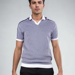 Celio Men Geometric Printed Polo Collar Cotton T-shirt-picture-24