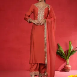 Varanga Women Embroidered Regular Kurta with Trousers & Dupatta-picture-35