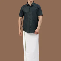 WHITE HEART Pack of 2 Men Cotton Dhotis image 4