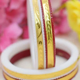 SATTIK Women White & Red Pack of 4 Plastic Gold-Plated Shakha Pola Bangles-picture-39