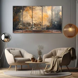 The Castle Decor Grey & Brown 5 Piece Wood Other Wall Paintings-image-30