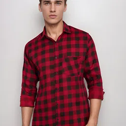 BAESD Comfort Spread Collar Checked Cotton Casual Shirt-picture-34