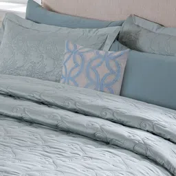 MASPAR Blue Solid Cotton 8 Piece Double Queen Regular Bedding Set image 3