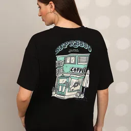 Globus Oversized Graphic Printed Drop-Shoulder Sleeves Pure Cotton Crop T-Shirt image 1
