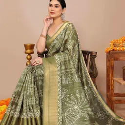 KALINI Bandhani Zari Silk Blend Bandhani Saree image 4