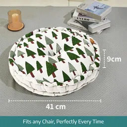 Kuber Industries Green & White 3 Pieces Printed Sitting Chair Cushion Pads image 3