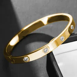 KRENOZ Gold-Plated Crystals Studded Bangle-Style Bracelet-picture-40