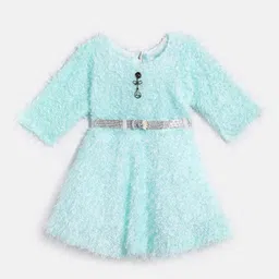 YK Girls Fit & Flare Winter Woolen Dress With Belt-picture-42