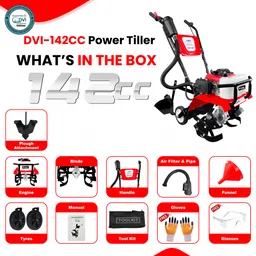 dvi 142CC Tiller With 4 Stroke Petrol Engine for Weeding With Plough Attachment. Fuel Grass Trimmer image 5