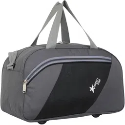 perfect star 40 L Gym Duffel Bag - 40 L Hand Duffel Bag 12 inch 9.5 inch 20 inc {Grey} Stylish Light Weight Small Travel Duffel Bag For Men & Women Quality Tested Luggage Bag - Grey - Regular Capacity {Grey} - Grey, Black image 3