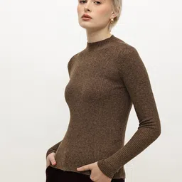 MANGO High Neck Fitted Ribbed Pullover image 5
