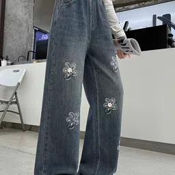 LULU & SKY Girls Wide Leg High-Rise Light Fade Jeans-picture-17