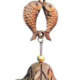 yeahmom Metal Wind Chime for Home & Garden Feng Shui Good Luck Bell with Fish Design Wood, Stainless Steel Windchime image 2