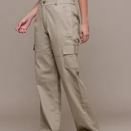 Popnetic Women High-Rise Pure Cotton Regular Fit Cargos image 3