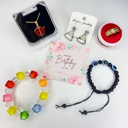 KALAFICIAL Stone-Studded & Beaded Heart-Charm Jewellery Set-image-84