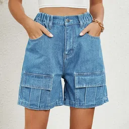 Oh Rare Women Regular Fit High-Rise Denim Shorts-picture-36