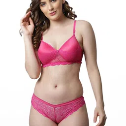 samvar Women Pink Cotton Bra Panty Set for Lingerie Set Undergarments Pack of 1-picture-35