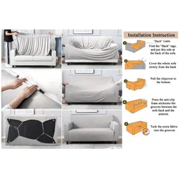 Stylista Grey 5 Seater Stretchable Protector Sofa Cover With Arms image 2