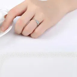 Teeragaj Unisex Stainless Steel Artificial Stones Studded Finger Ring image 4