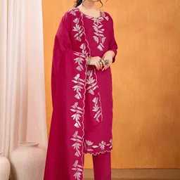 Divyadham Textiles Women Ethnic Motifs Embroidered Kurta with Trousers & Dupatta image 5