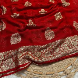 PAYAL CREATION Ethnic Motifs Zari Pure Georgette Saree image 2