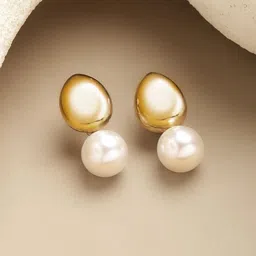 Rubans Voguish 18K Gold-Plated Contemporary Drop Earrings-image-0