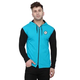 BEYOU FASHION Colourblocked Hooded Long Sleeves Slim Fit Casual Tshirt-image-30