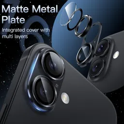 MOBCART Back Camera Lens Glass Protector, Camera Lens Ring Guard Protector for iPhone 17 – 360°Full Coverage, Metal Frame + 9H Glass Camera Protector Black image 4