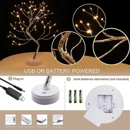 refulgix Bonsai Desk Tree LED Battery Powered or USB Adapter Table Top Decoration Table Lamp image 3