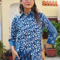 Kaftanize Women Botanical Printed Shirt With Trouser Co-Ords image 5