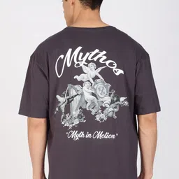 Eszett Men Typography Printed Round Neck Cotton Oversized T-shirt image 4