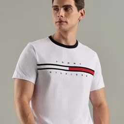 Tommy Hilfiger Brand Logo Embroidered Round Neck Pure Cotton T-Shirt image 2