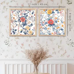 Kotart Brown & White 2 Pieces Floral And Botanical Printed Wooden Madhubani Wall Art image 5