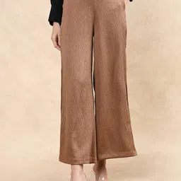 RAREISM Women Tailored Loose Fit High-Rise Cotton Wide Leg Trousers-image-25