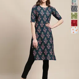 7Threads Women Pack Of 6 Ethnic Motifs Printed Daily Straight Kurtas-picture-14