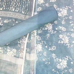 QAIYNAT Floral Printed Linen Unstitched Dress Material image 5