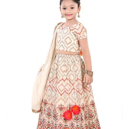 Pragya Exclusive Girls Embroidered Silk Ready to Wear Lehenga & Blouse With Dupatta image 4