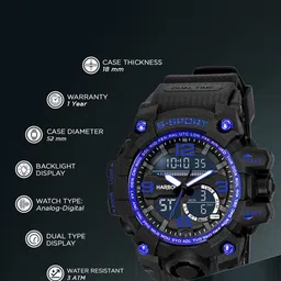 HARBOR Men Textured Analogue and Digital Watch 9091_Blue image 2