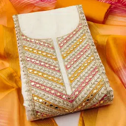 HMP Fashion Embroidered Pure Cotton Unstitched Dress Material image 3