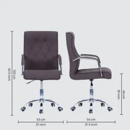 royaloak Florence Leatherette Executive Chair in Brown Colour image 2