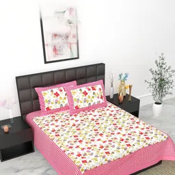 KD PRINTS White & White Floral 180 TC King Bedsheet with 2 Pillow Covers-image-28