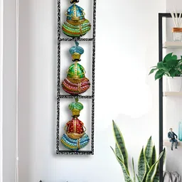 RSN Green & Blue Rajasthani 3 moustache Musicians Metal Wall Hanging Decor-picture-32
