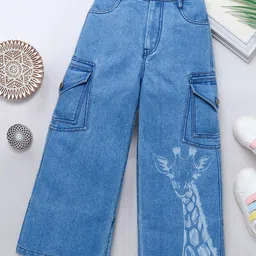 Naughty Ninos Girl Comfort Printed Mid-Rise Flared Cargos-image-12