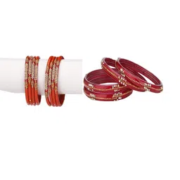 SOMIL Set Of 12 Glass Artificial Stones & Beads Bangles-picture-25
