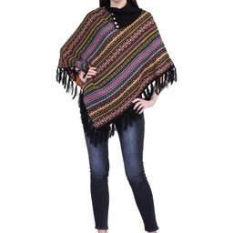 eKools Unisex Printed Woollen Poncho with Fringed Detail-picture-13