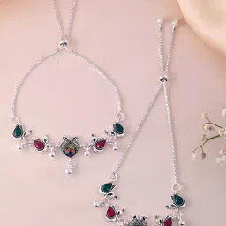 Sangria Silver-Plated Artificial Stones Anklet-picture-21