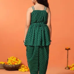 BAESD Girls Leheriya Printed Regular Sequinned Kurta with Dhoti Pants image 4