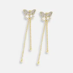 BEYTER Sterling Silver Artificial Stones Studded Butterfly Shaped Drop Earrings image 2
