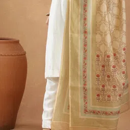 Fabindia Floral Block Printed Cotton Silk Dupatta image 2