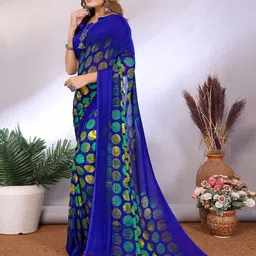 Moda Rapido Polka Dot Poly Georgette Saree image 5